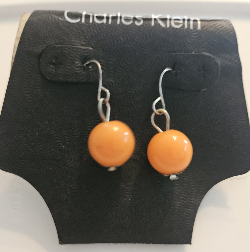 Vintage Charles Klein Orange Fashion Earrings